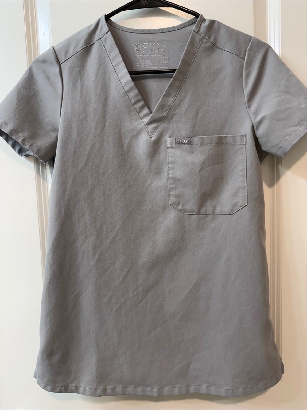 Figs Gray V-Neck Pocket Tee